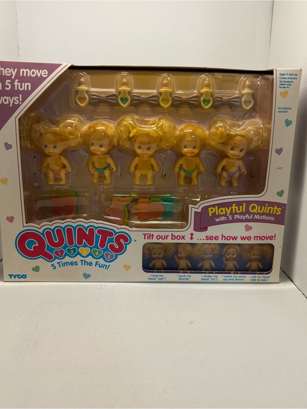 VINTAGE 1990 Tyco Quints Playful Quints 5 Dolls 5 Motions NRFB Unopened